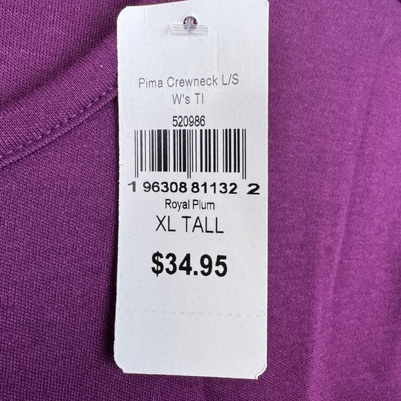 L.L. BEAN Maroon Pullover Long Sleeve Tee Shirt NWT / Women's XL Tall - Picture 2 of 12